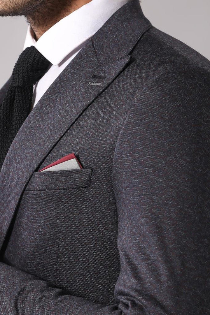WSS Single Button Double Vent Pointed Collar Navy Blue Blazer  - Caltagirone