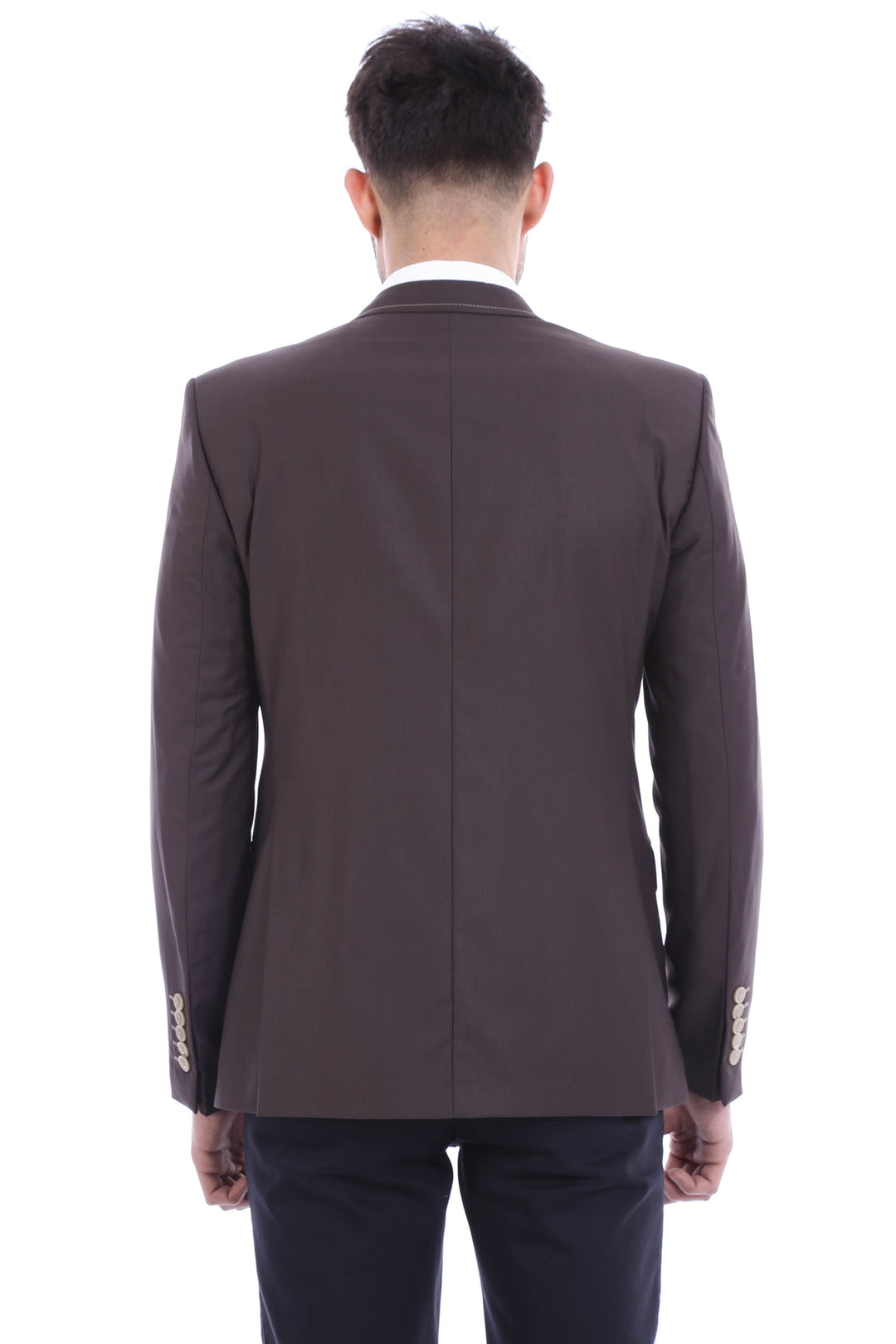 WSS Double Buttons Stitch Embroidered Brown Jacket- - Carrollwood