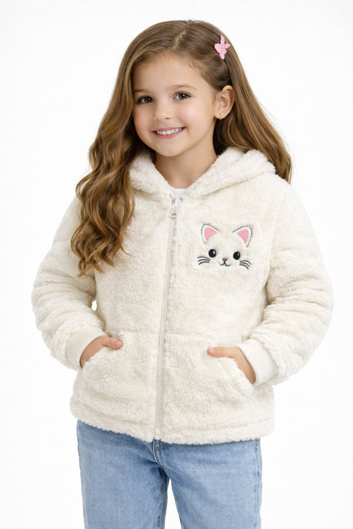 MPL Girl Child Plush Cardigan with Cat Embroidery 518 - Barnstable