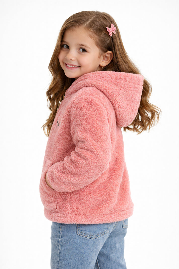 MPL Girl Child Plush Cardigan with Cat Embroidery 518 - Hilo