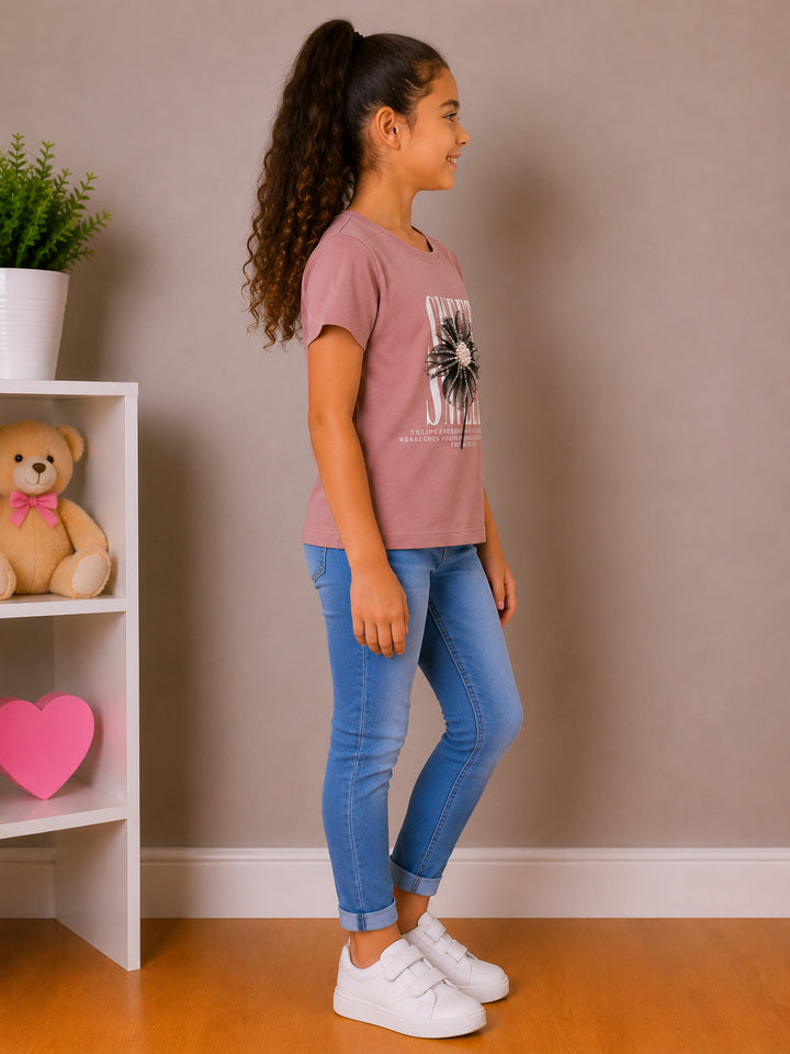MPL Kız Çocuk Çiçek Boncuklu Tişört 10107 - Tinley Park