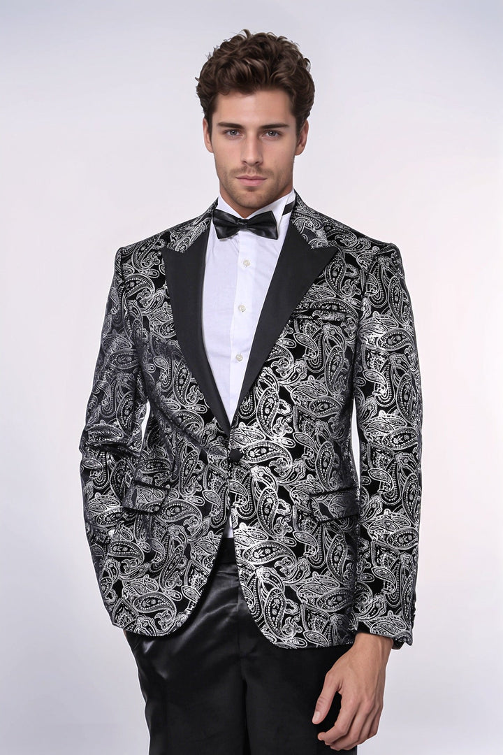 WSS Gold Patterned Over Grey Men Party Blazer  - Lisburn