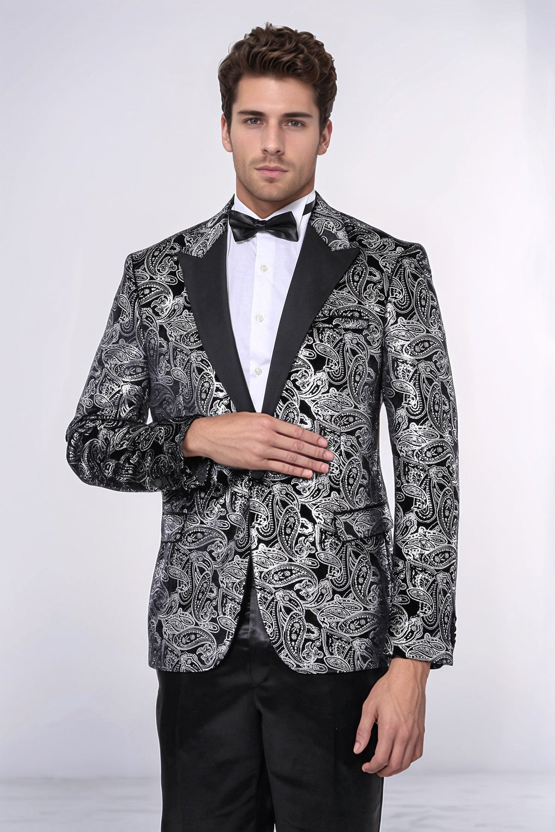 WSS Gold Patterned Over Grey Men Party Blazer  - Lisburn
