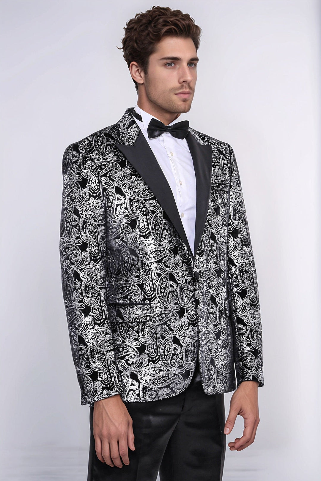 WSS Gold Patterned Over Grey Men Party Blazer  - Lisburn