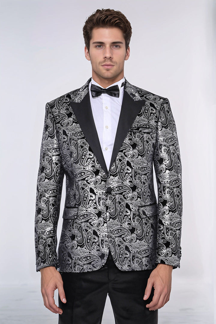 WSS Gold Patterned Over Grey Men Party Blazer  - Lisburn