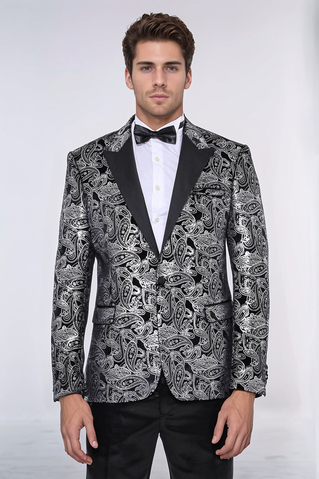 WSS Gold Patterned Over Grey Men Party Blazer  - Lisburn