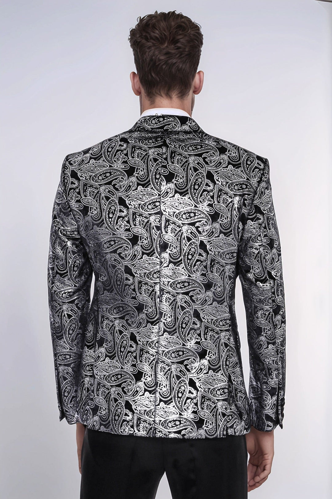 WSS Gold Patterned Over Grey Men Party Blazer  - Lisburn