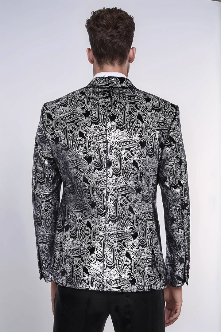 WSS Gold Patterned Over Grey Men Party Blazer  - Lisburn