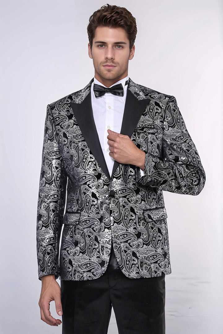 WSS Gold Patterned Over Grey Men Party Blazer  - Lisburn