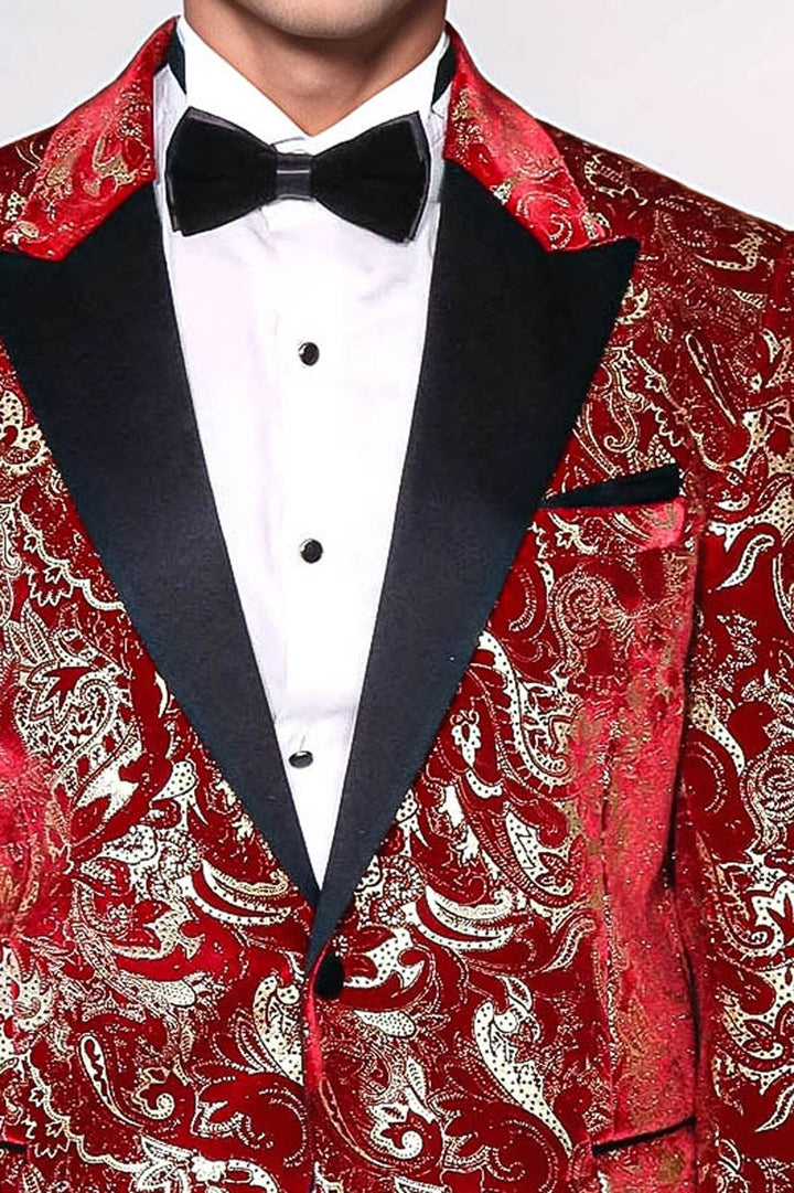 WSS Gold Patterned Over Red Men Prom Blazer  - Edmonton