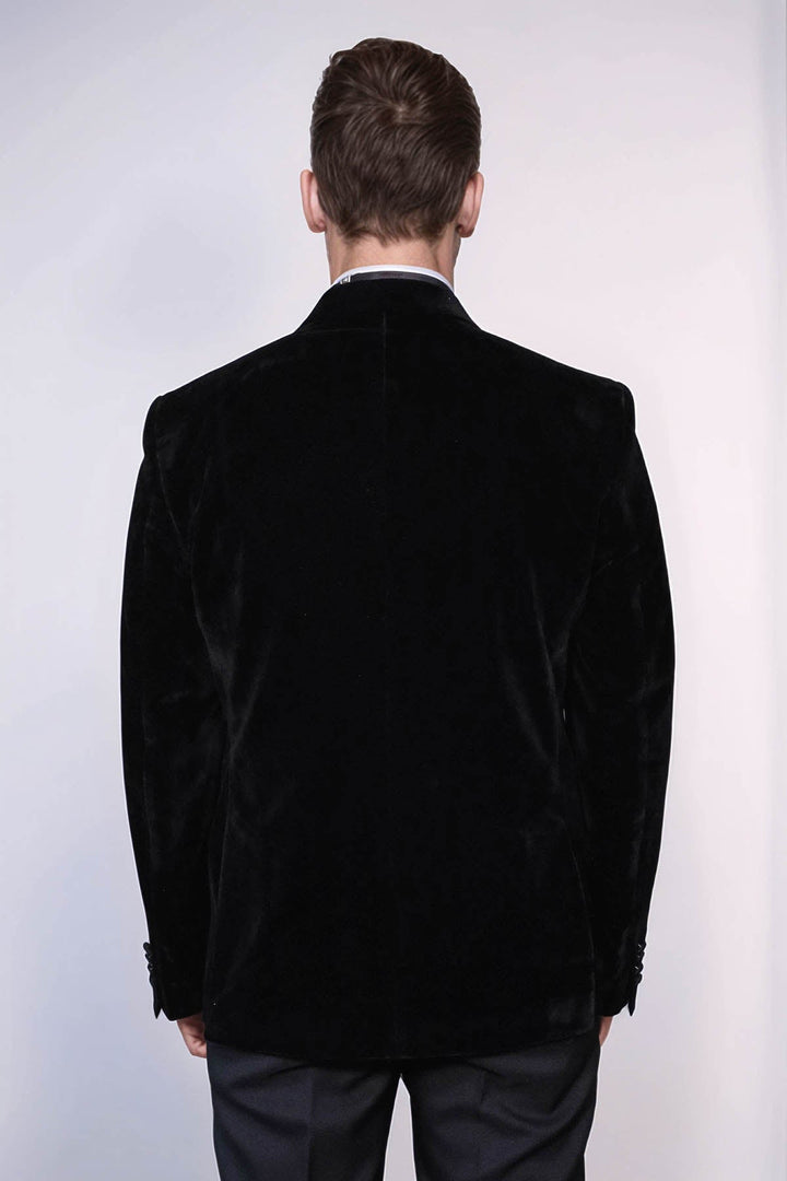 WSS Peak Lapel Velvet Black Men Prom Blazer  - San Marcos