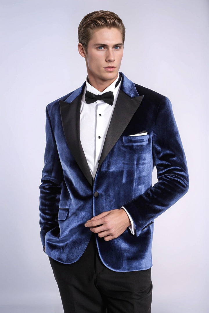 WSS Velvet Slim Fit Blue Men Tuxedo Jacket  - Siegburg