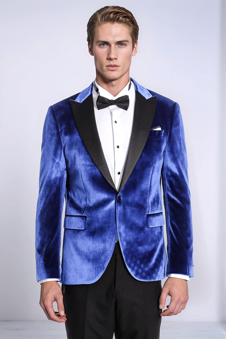 WSS Velvet Navy Blue Slim Fit Men Tuxedo Jacket  - Siegen
