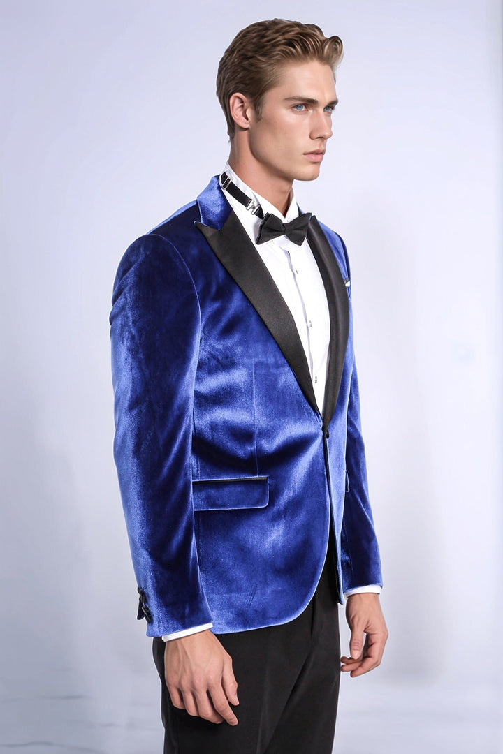 WSS Velvet Navy Blue Slim Fit Men Tuxedo Jacket  - Siegen