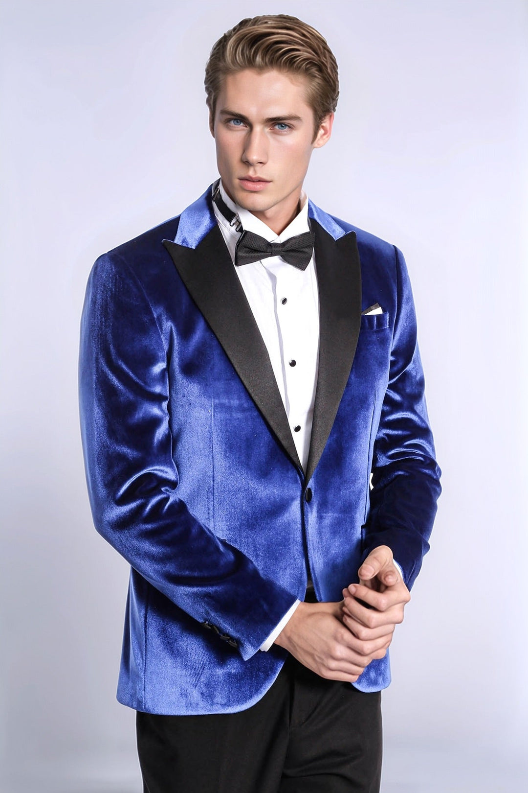 WSS Velvet Navy Blue Slim Fit Men Tuxedo Jacket  - Siegen