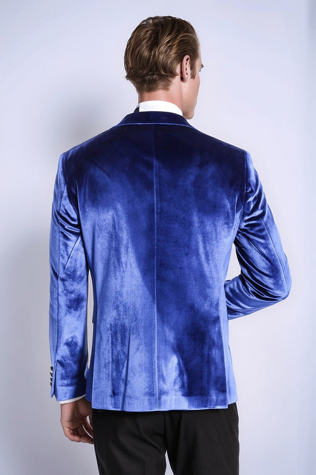 WSS Velvet Navy Blue Slim Fit Men Tuxedo Jacket  - Siegen