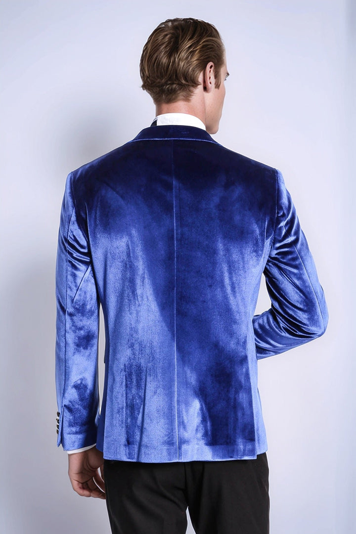 WSS Velvet Navy Blue Slim Fit Men Tuxedo Jacket  - Siegen