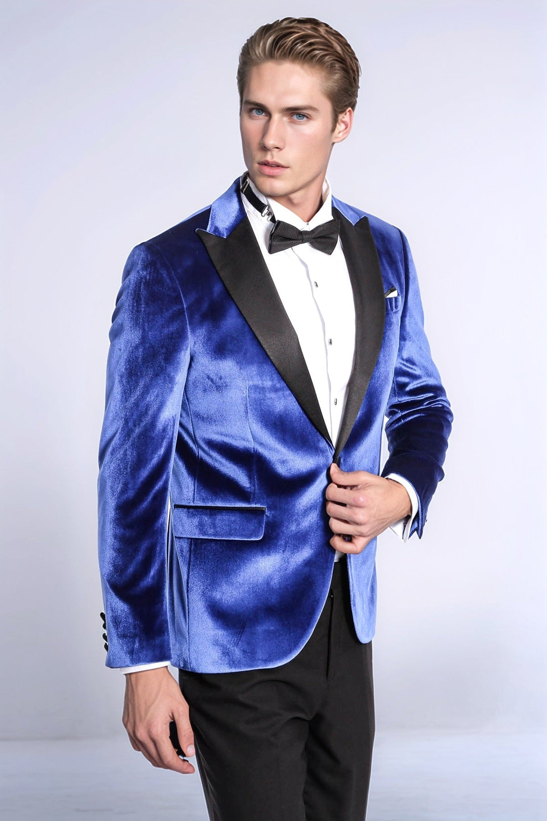 WSS Velvet Navy Blue Slim Fit Men Tuxedo Jacket  - Siegen