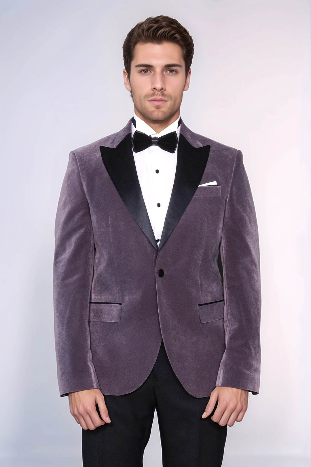 WSS Peak Lapel Velvet Purple Men Prom Blazer  - Marbella