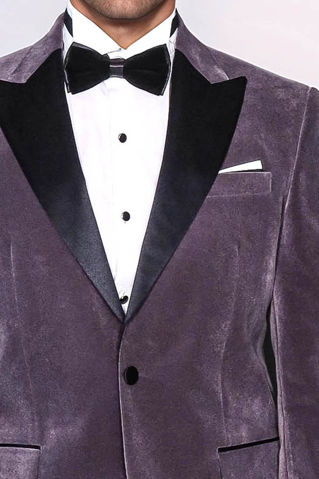WSS Peak Lapel Velvet Purple Men Prom Blazer  - Marbella