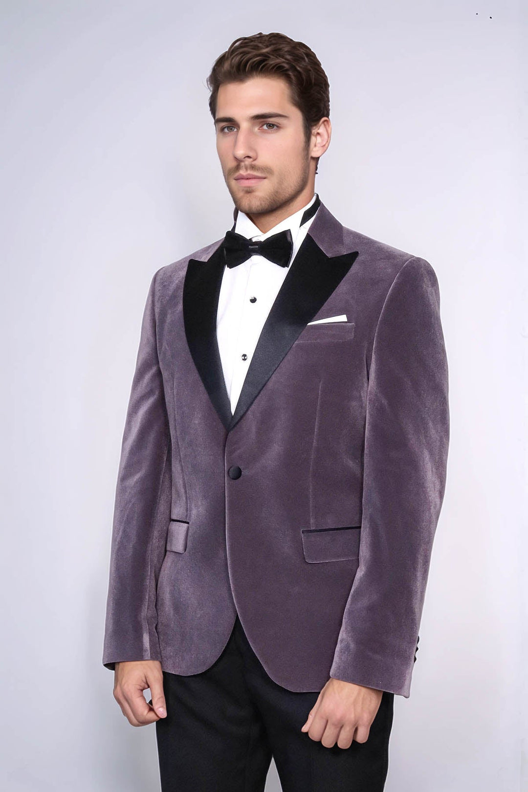 WSS Peak Lapel Velvet Purple Men Prom Blazer  - Marbella