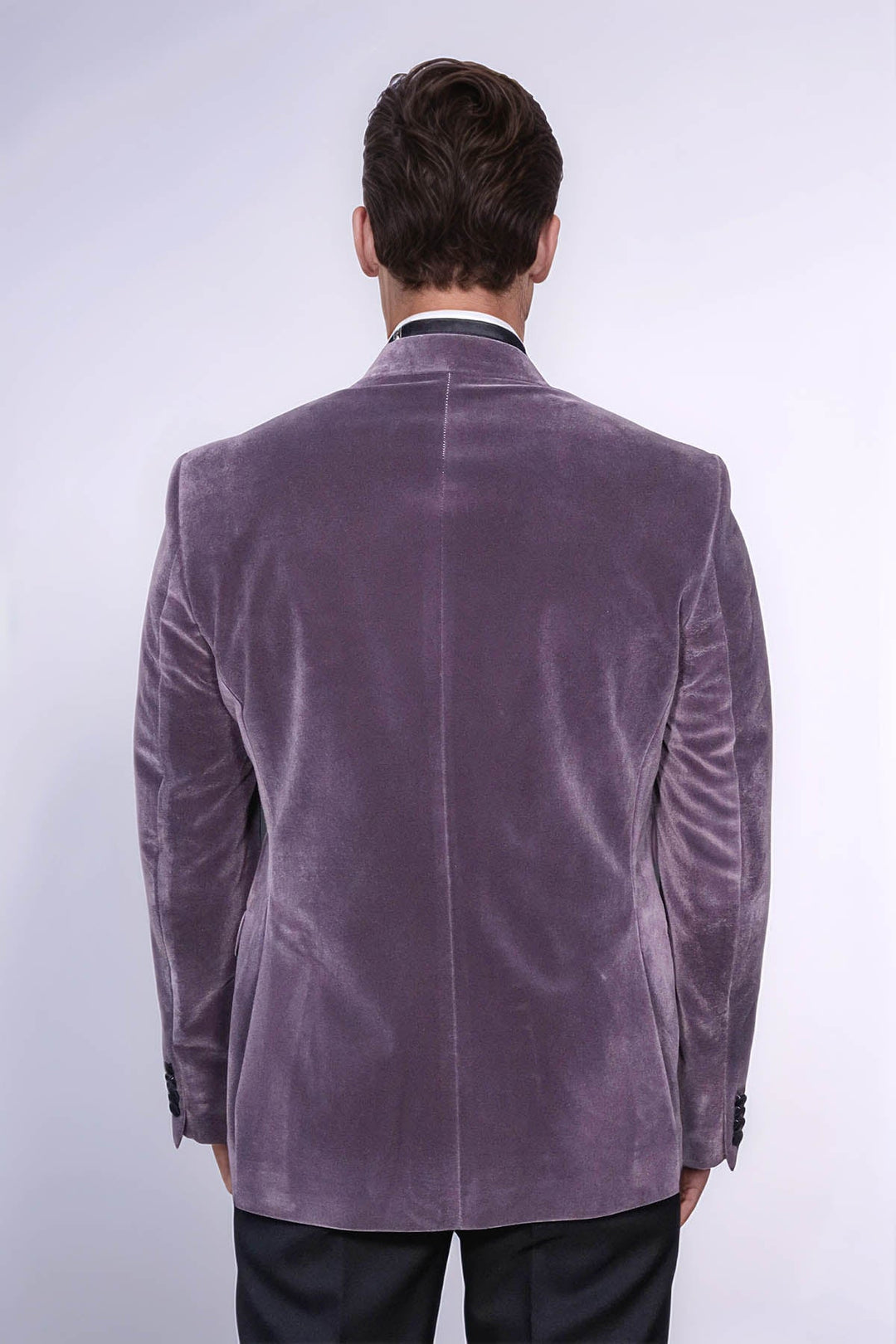 WSS Peak Lapel Velvet Purple Men Prom Blazer  - Marbella