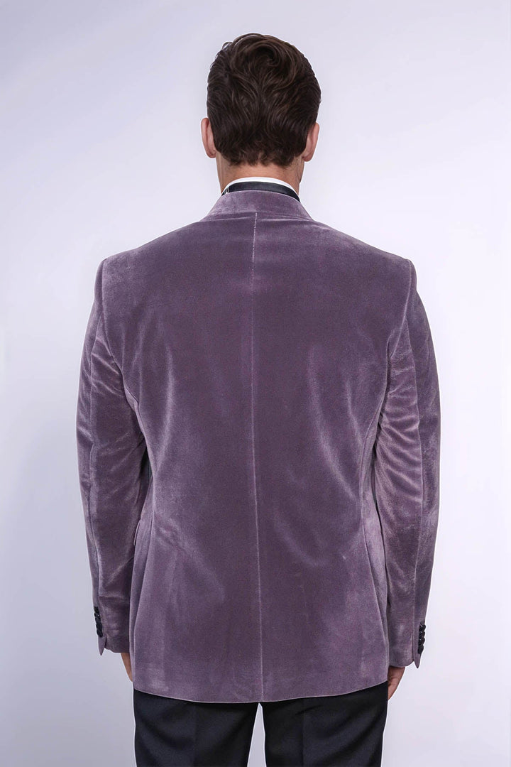 WSS Peak Lapel Velvet Purple Men Prom Blazer  - Marbella