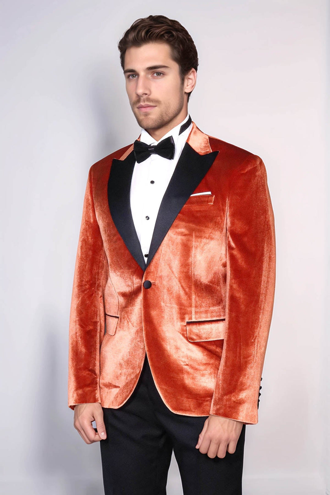 WSS Velvet Slim Fit Single Button Tan Men Tuxedo Blazer - Tehuacán