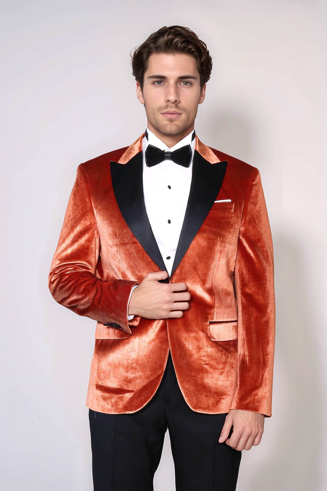 WSS Velvet Slim Fit Single Button Tan Men Tuxedo Blazer - Tehuacán