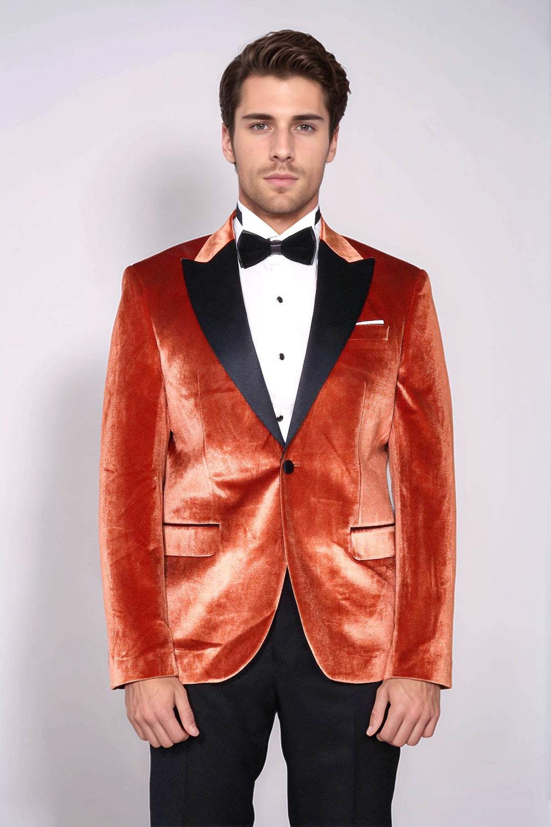 WSS Velvet Slim Fit Single Button Tan Men Tuxedo Blazer - Tehuacán