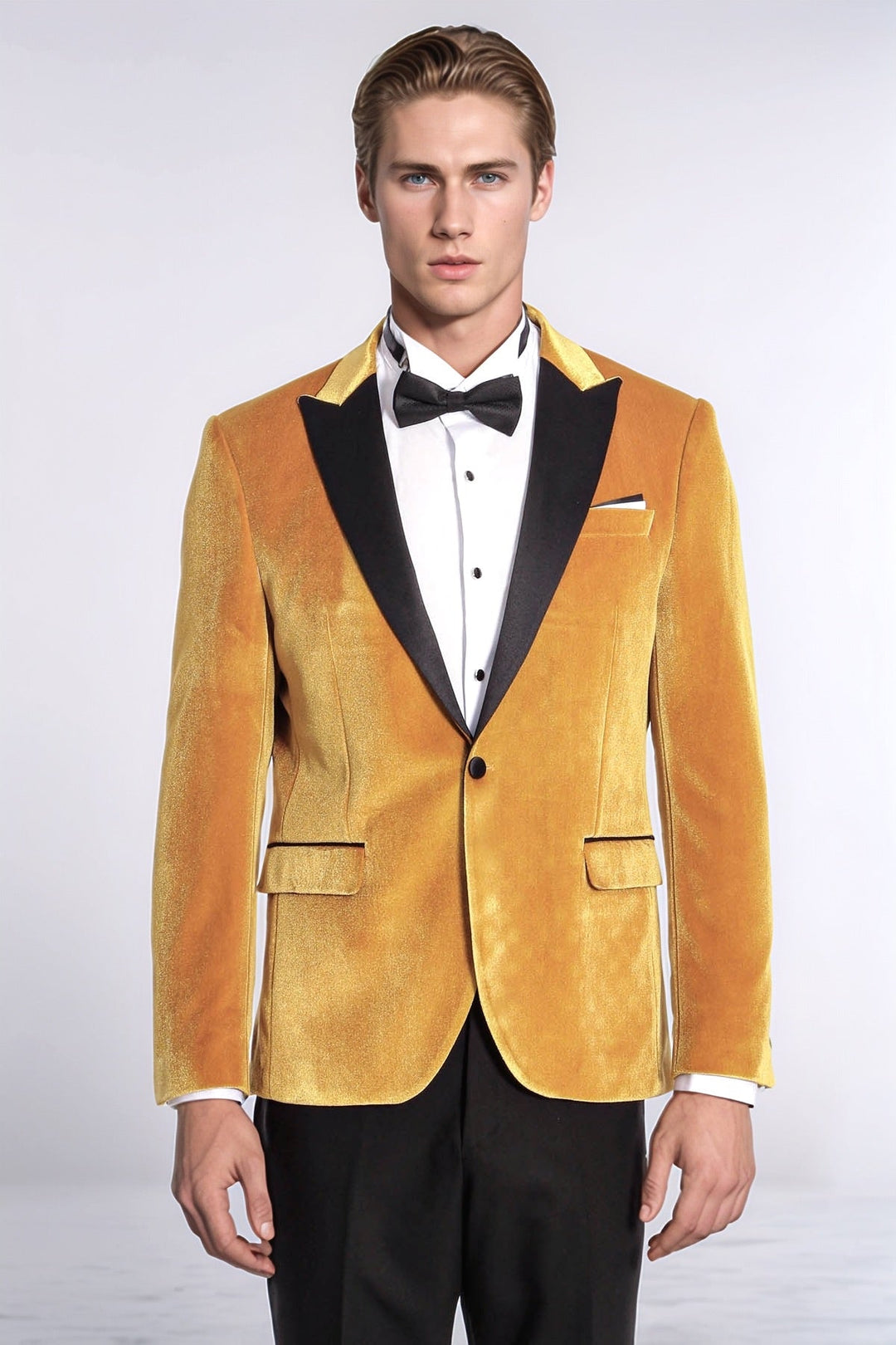 WSS Velvet Slim Fit Yellow Men Tuxedo Jacket  - Mol