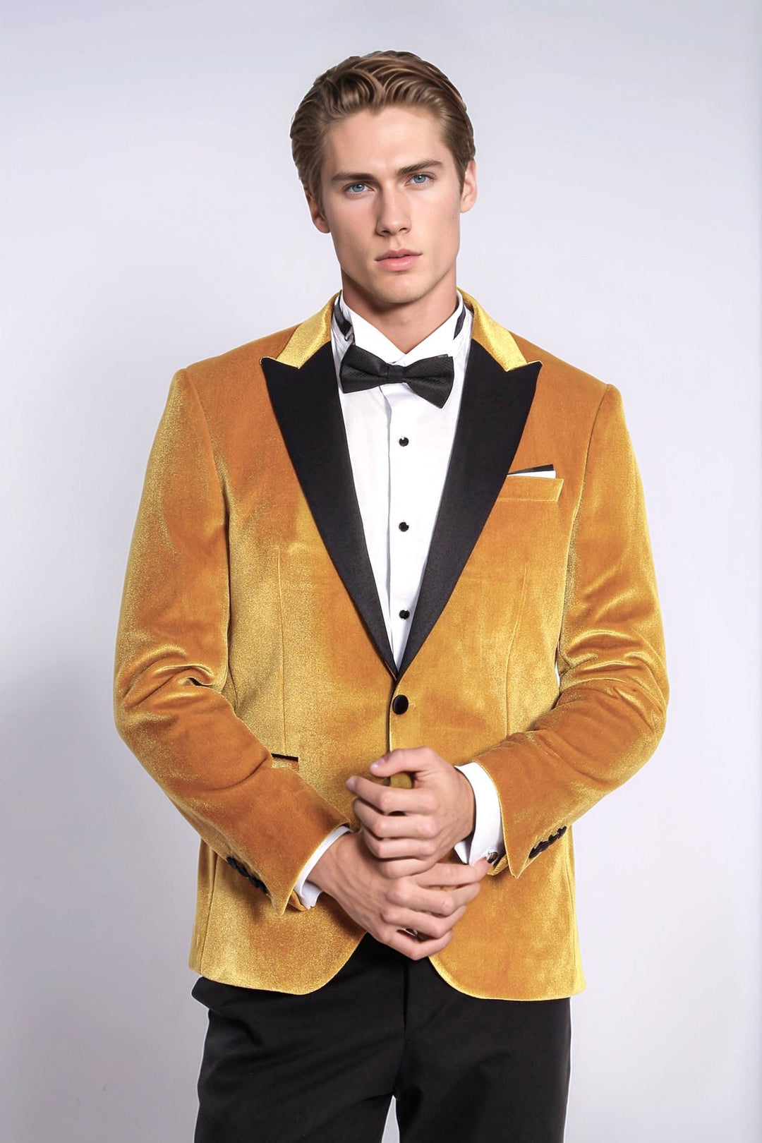 WSS Velvet Slim Fit Yellow Men Tuxedo Jacket  - Mol
