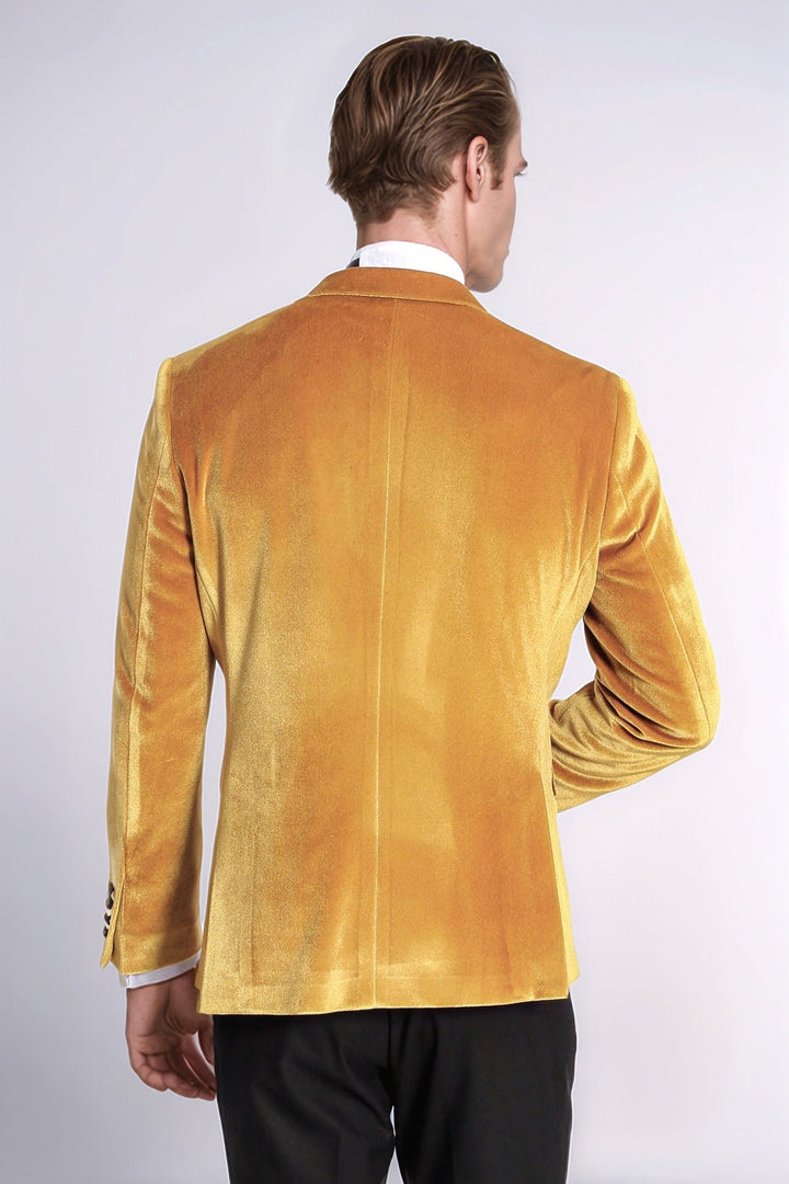 WSS Velvet Slim Fit Yellow Men Tuxedo Jacket  - Mol