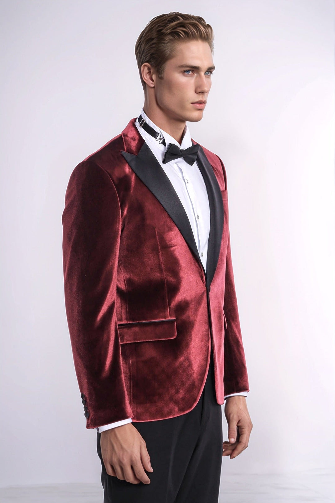 WSS Velvet Slim Fit Burgundy Men Tuxedo Jacket  - Pedro Celestino Negrete