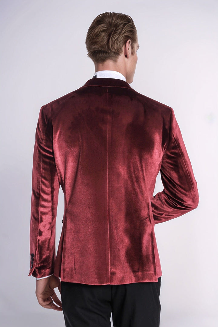 WSS Velvet Slim Fit Burgundy Men Tuxedo Jacket  - Pedro Celestino Negrete