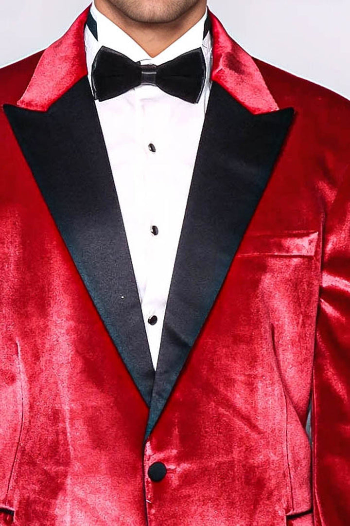 WSS Peak Lapel Velvet Red Men Wedding Tuxedo Blazer  - Bruchsal