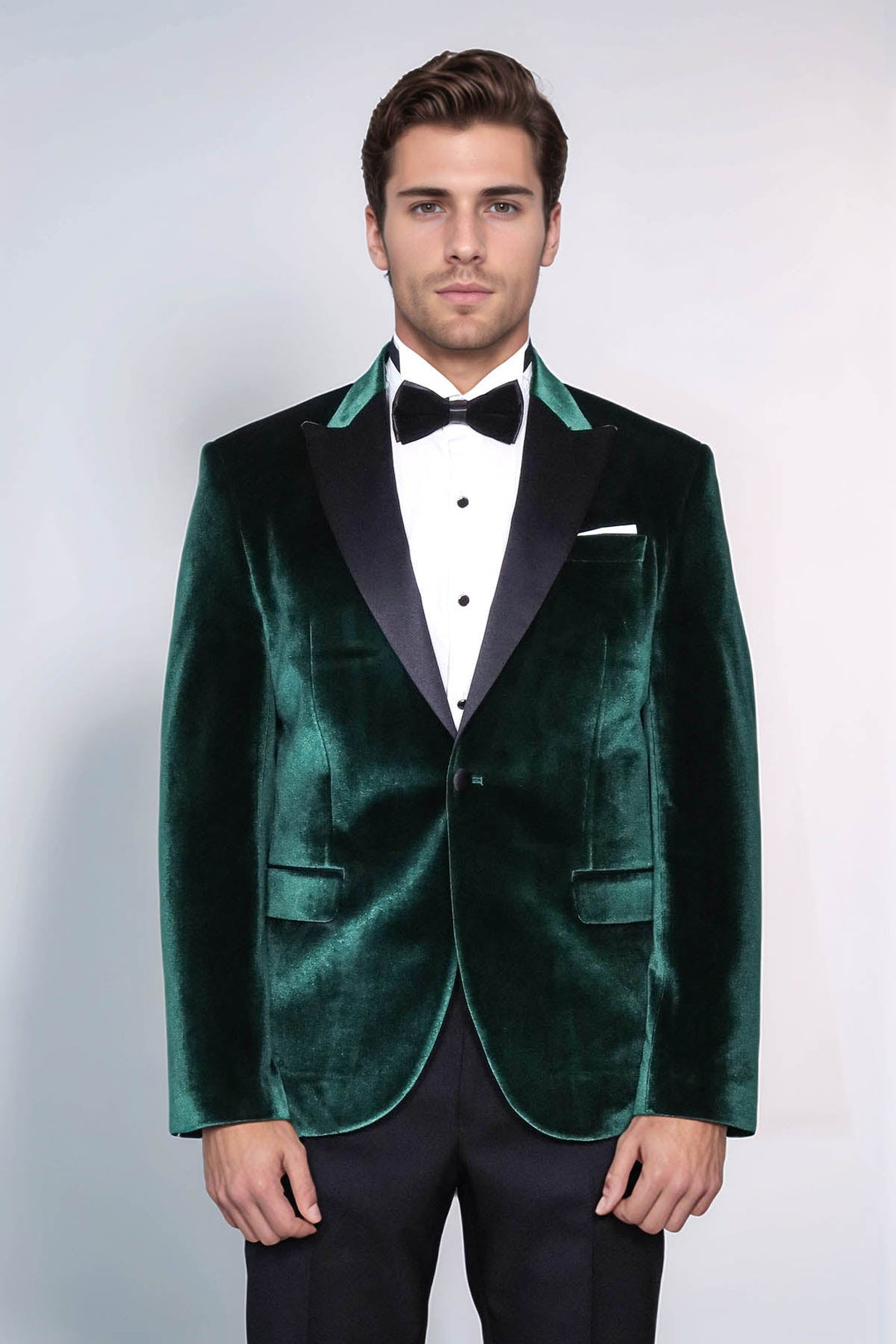 WSS Slim Fit Peak Lapel Velvet Dark Green Men Tuxedo Jacket  - Coatepec