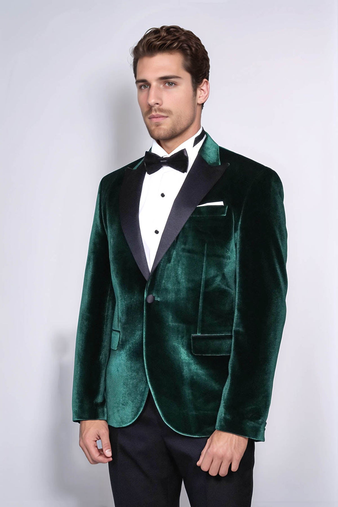 WSS Slim Fit Peak Lapel Velvet Dark Green Men Tuxedo Jacket  - Coatepec