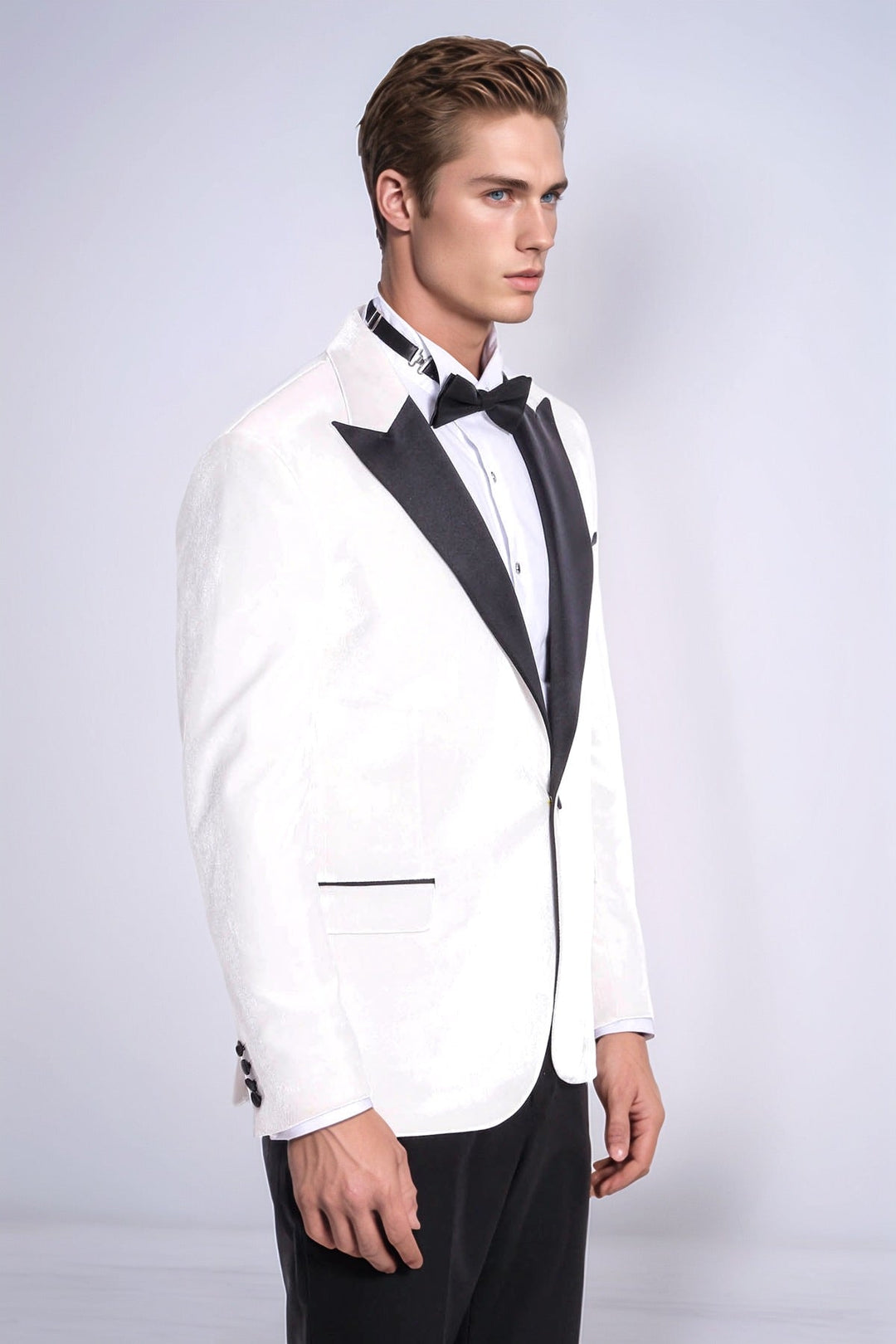 WSS Velvet Slim Fit White Men Tuxedo Jacket  - Meaux