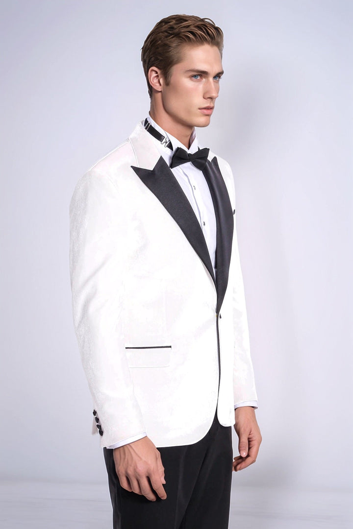 WSS Velvet Slim Fit White Men Tuxedo Jacket  - Meaux