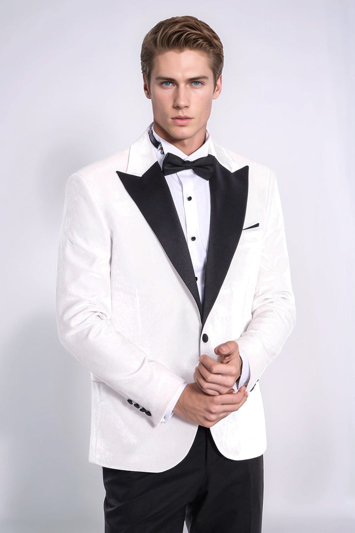 WSS Velvet Slim Fit White Men Tuxedo Jacket  - Meaux