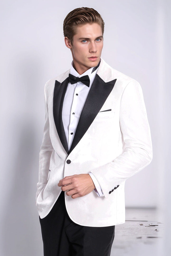 WSS Velvet Slim Fit White Men Tuxedo Jacket  - Meaux