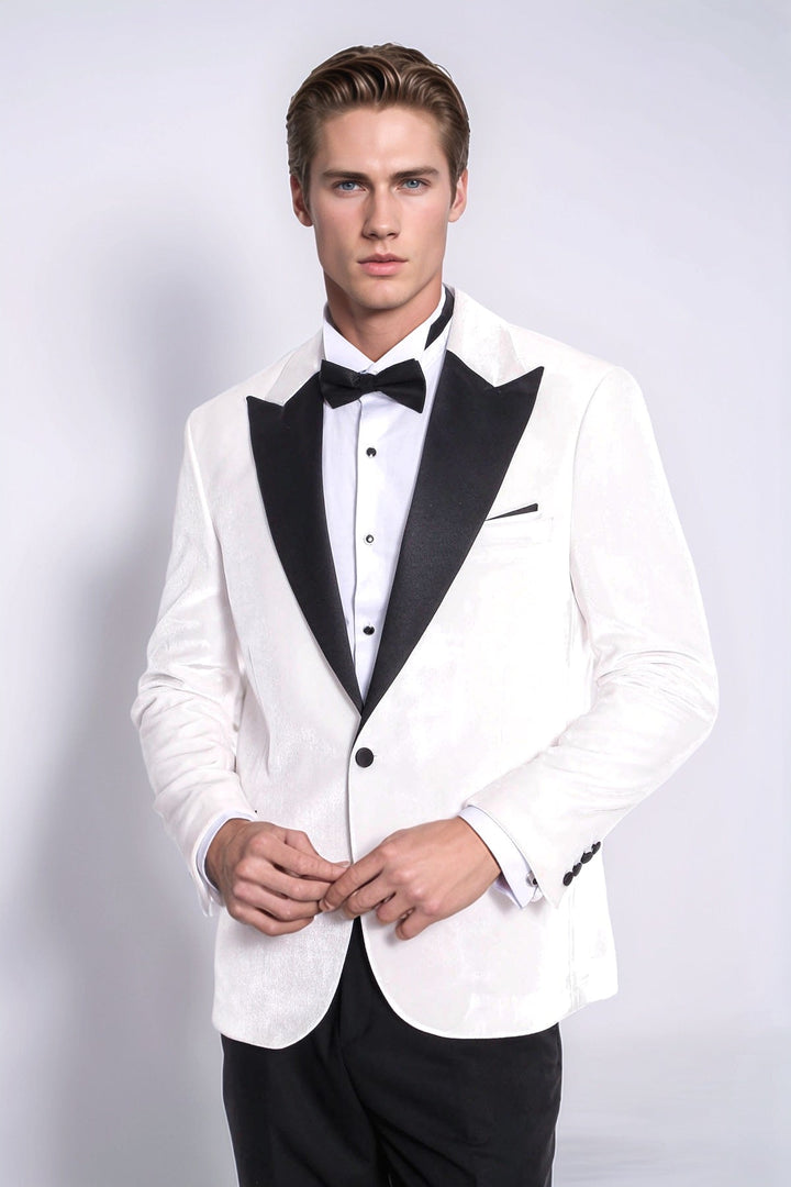 WSS Velvet Slim Fit White Men Tuxedo Jacket  - Meaux