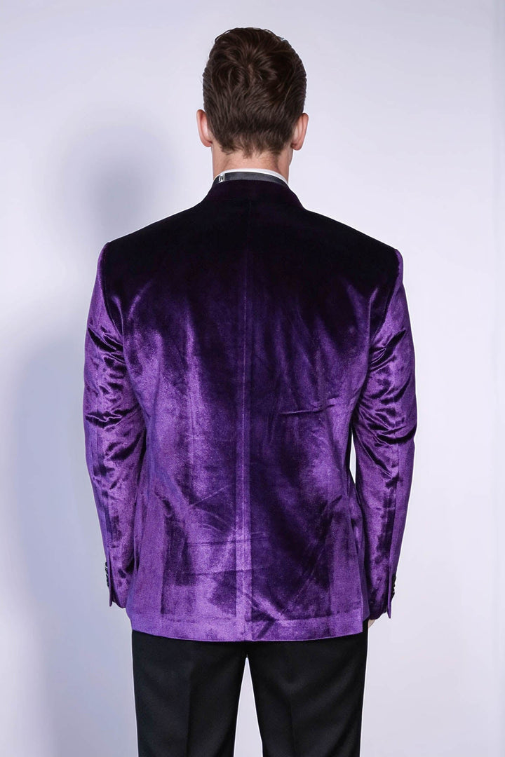 WSS Velvet Slim Fit Single Button Purple Men Party Blazer - Fort Lauderdale