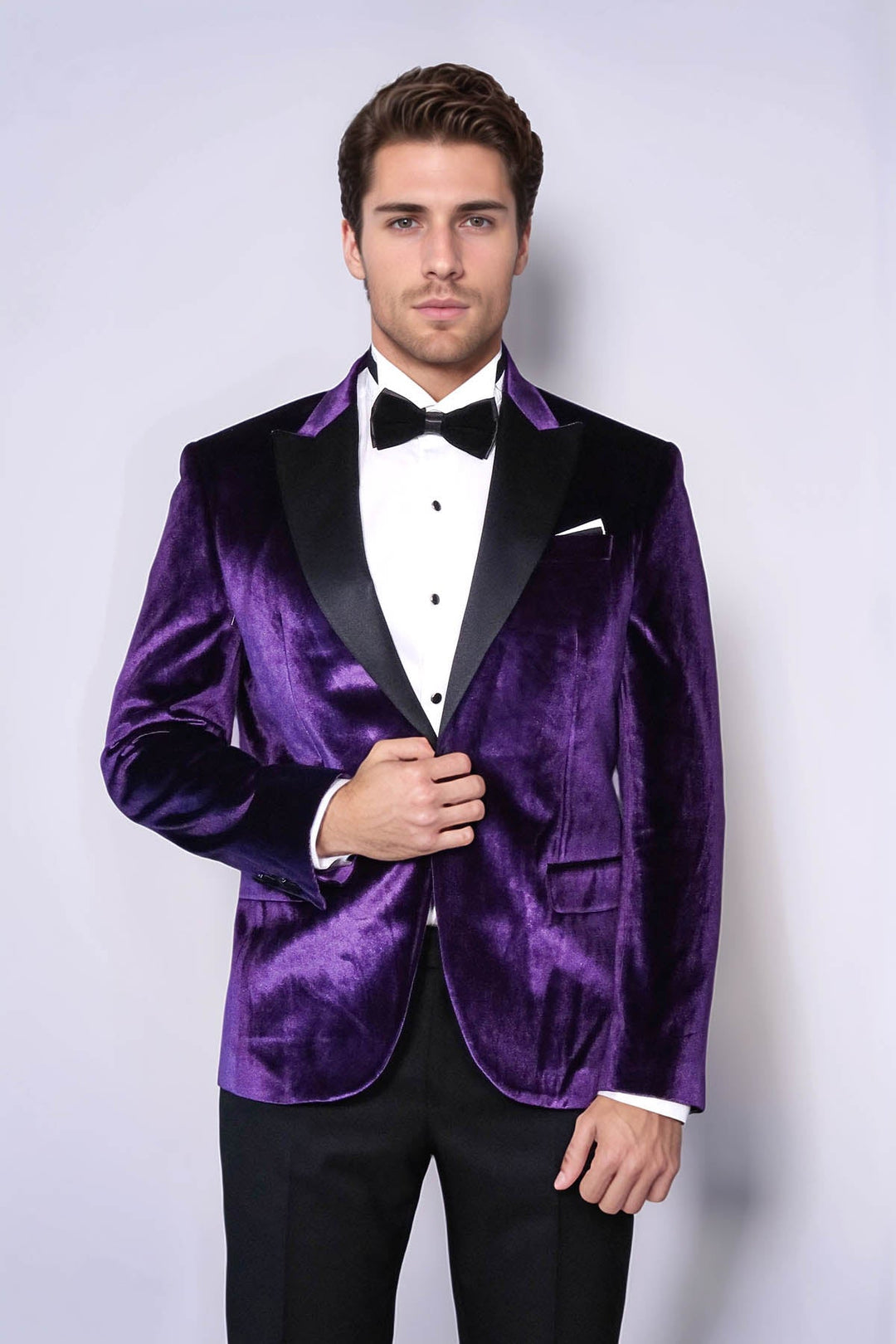 WSS Velvet Slim Fit Single Button Purple Men Party Blazer - Fort Lauderdale
