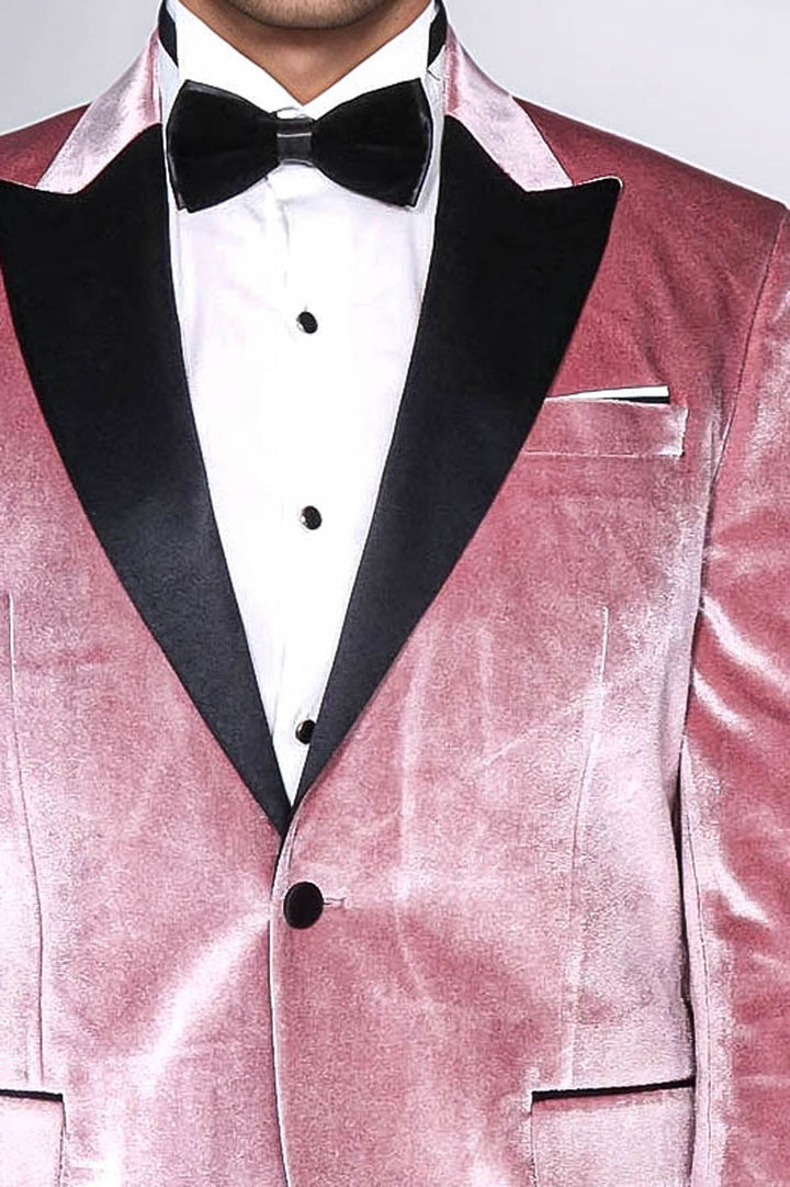 WSS Slim Fit Peak Lapel Velvet Pink Men Tuxedo Jacket  - Teijlingen