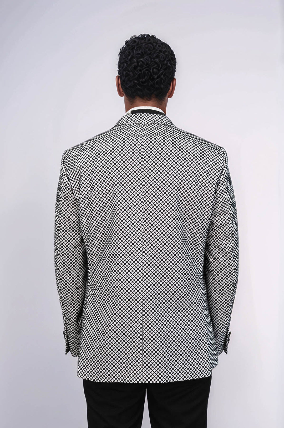 WSS Black Patterned Over White Men Party Blazer  - Petrel