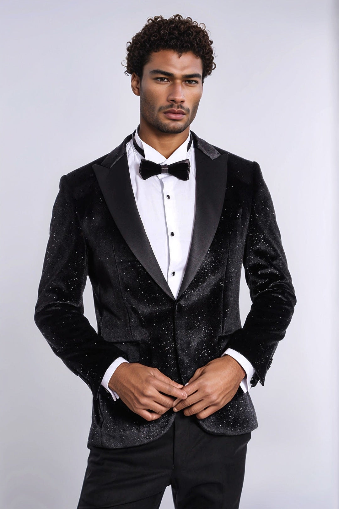 WSS Sparkle Slim Fit Velvet Black Men Dinner Jacket  - San Sebastián de los Reyes