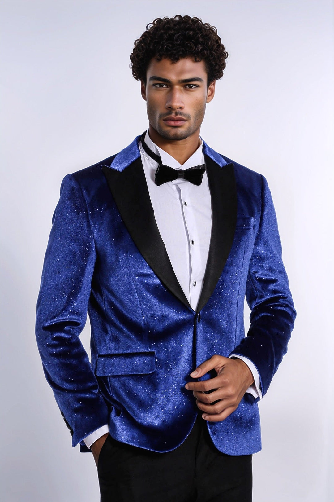WSS Sparkle Slim Fit Velvet Bast Blue Men Dinner Tuxedo Jacket  - Zacatecas