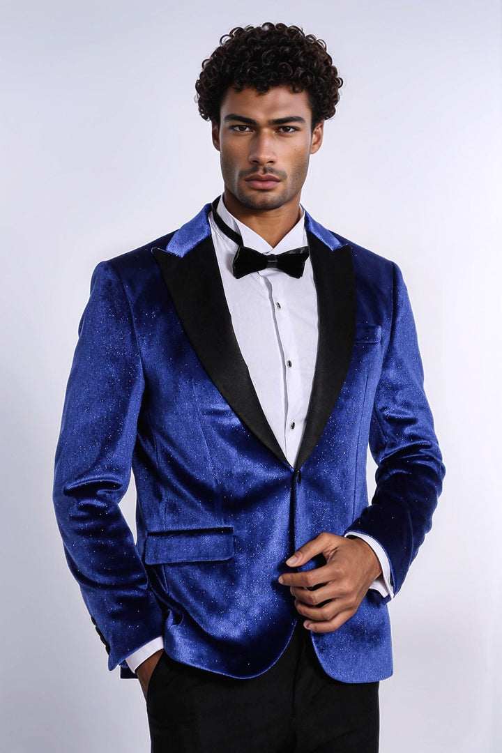 WSS Sparkle Slim Fit Velvet Bast Blue Men Dinner Tuxedo Jacket  - Zacatecas